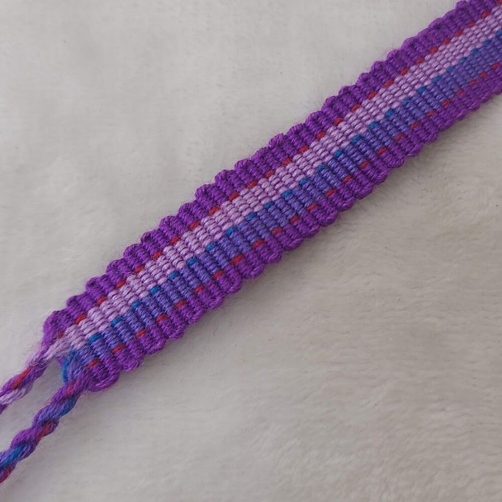 Hand Woven Braided Friendship Bracelet Shades of Purple Blue Pink Red - Picture 10 of 12